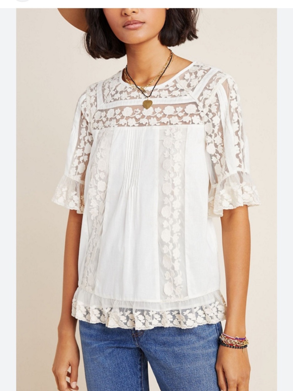 Anthropologie lisabetta lace top